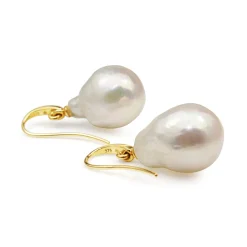 9ct Yellow Gold Fresh Water Baroque Pearl Earrings