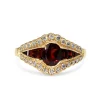 9ct Yellow Gold Garnet and Diamond Deco Style Ring
