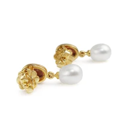9ct Yellow Gold Garnet and Pearl Earrings