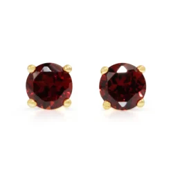 9ct Yellow Gold Garnet Stud Earrings