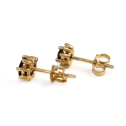 9ct Yellow Gold Garnet Stud Earrings