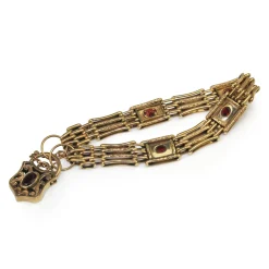 9ct Yellow Gold Gate Link Bracelet with Garnets