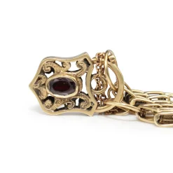 9ct Yellow Gold Gate Link Bracelet with Garnets