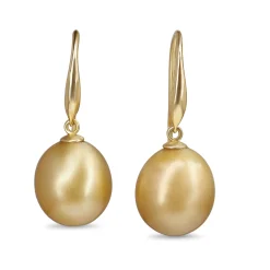 9ct Yellow Gold Golden South Sea 12mm Pearl Earrings