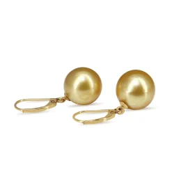 9ct Yellow Gold Golden South Sea 11mm Pearl Earrings