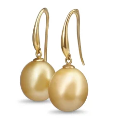 9ct Yellow Gold Golden South Sea 12mm Pearl Earrings