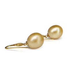 9ct Yellow Gold Golden South Sea 12mm Pearl Earrings