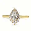 18ct Yellow Gold Graduated Pear Halo Diamond Ring