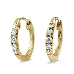 9ct Yellow Gold Graduated Diamond Hoop Earrings