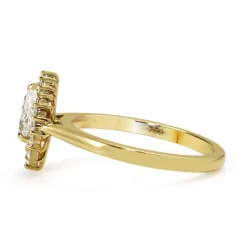 18ct Yellow Gold Graduated Pear Halo Diamond Ring