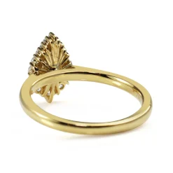 18ct Yellow Gold Graduated Pear Halo Diamond Ring