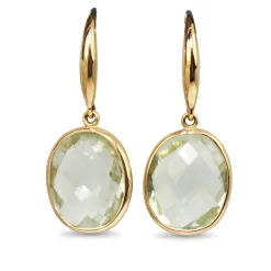 9ct Yellow Gold Green Amethyst Earrings