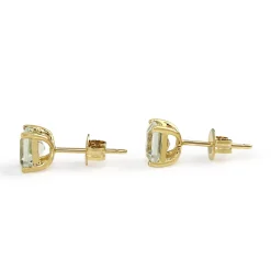 9ct Yellow Gold Green Amethyst Stud Earrings