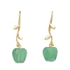 18ct Yellow Gold Green Quartz Apple Earrings