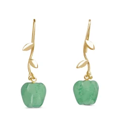 18ct Yellow Gold Green Quartz Apple Earrings