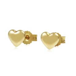 9ct Yellow Gold Heart Stud Earrings