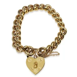 9ct Yellow Gold Hollow Curb Link Bracelet with Padlock Clasp