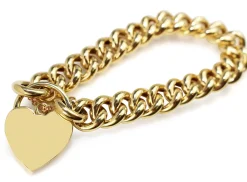 9ct Yellow Gold Hollow Curb Link Bracelet with Padlock Clasp