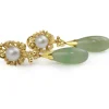 14ct Yellow Gold Jade and Pearl Drop Earrings
