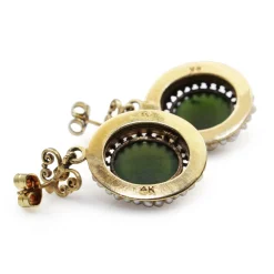 14ct Yellow Gold Jade and Pearl Earrings