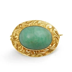 10ct Yellow Gold Jade Brooch