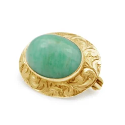 10ct Yellow Gold Jade Brooch