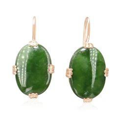 9ct Yellow Gold Jade Earrings