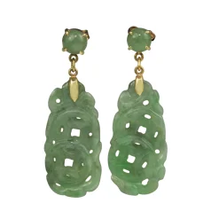 14ct Yellow Gold Jade Earrings