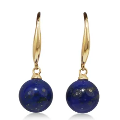 9ct Yellow Gold Lapis Drop Earrings