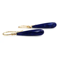 9ct Yellow Gold Lapis Drop Briolette Earrings
