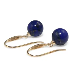 9ct Yellow Gold Lapis Drop Earrings