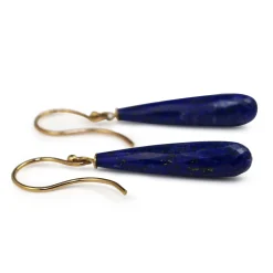 9ct Yellow Gold Lapis Drop Briolette Earrings