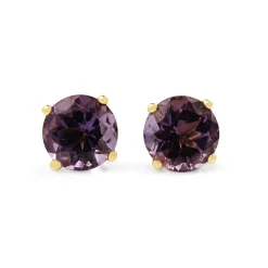 9ct Yellow Gold Large Amethyst Stud Earrings