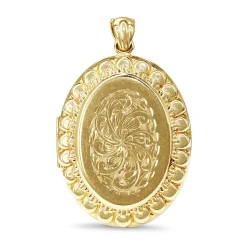 9ct Yellow Gold Large Etched Locket