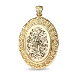 9ct Yellow Gold Large Etched Locket