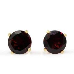 9ct Yellow Gold Large Garnet Stud Earrings