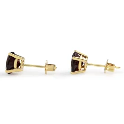 9ct Yellow Gold Large Garnet Stud Earrings