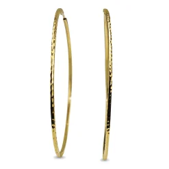 18ct Yellow Gold Large 72mm Engraved Hoop Earrings