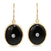 9ct Yellow Gold Large Onyx and Diamond Drop Earrings