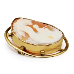 9ct Yellow Gold Large Vintage Cameo Brooch
