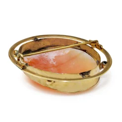 9ct Yellow Gold Large Vintage Cameo Brooch