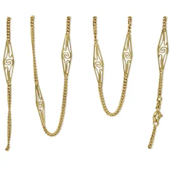 18ct Yellow Gold Long Chain Necklace with Fancy Link Section
