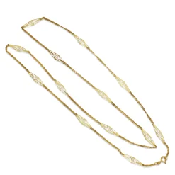 18ct Yellow Gold Long Chain Necklace with Fancy Link Section