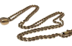 9ct Yellow Gold Long Rope Chain With Heart Locket
