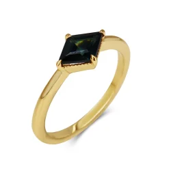 18ct Yellow Gold Lozenge Shape Sapphire Solitaire Ring