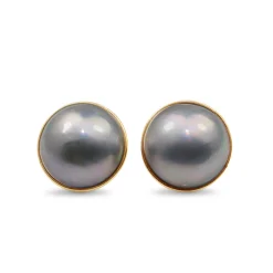 18ct Yellow Gold Mabé Pearl Stud Earrings