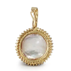 14ct Yellow Gold Mabé Pearl and Diamond Halo Enhancer / Pendant