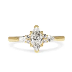 18ct Yellow Gold Marquise and Pear Diamond Ring