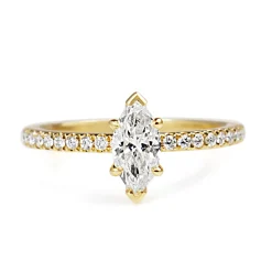 18ct Yellow Gold Marquise Diamond Solitaire Ring