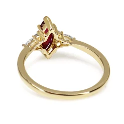 18ct Yellow Gold Marquise Ruby and Pear Diamond Ring